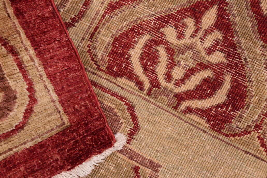 handmade Transitional Kafkaz Chobi Ziegler Red Tan Hand Knotted RECTANGLE 100% WOOL area rug 6 x 9