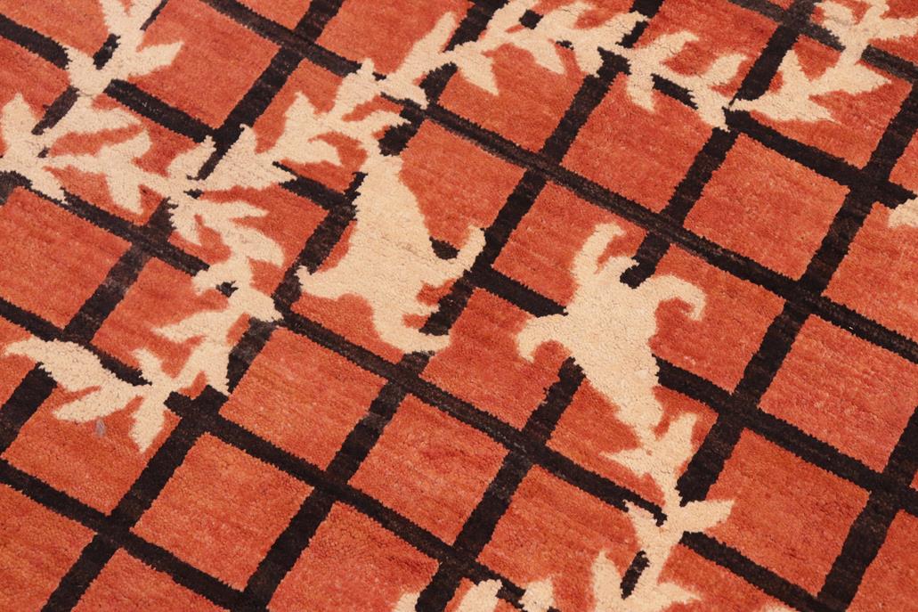 handmade Transitional Kafkaz Chobi Ziegler Orange Tan Hand Knotted RECTANGLE 100% WOOL area rug 6 x 9