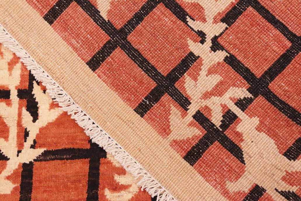 handmade Transitional Kafkaz Chobi Ziegler Orange Tan Hand Knotted RECTANGLE 100% WOOL area rug 6 x 9