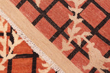 handmade Transitional Kafkaz Chobi Ziegler Orange Tan Hand Knotted RECTANGLE 100% WOOL area rug 6 x 9