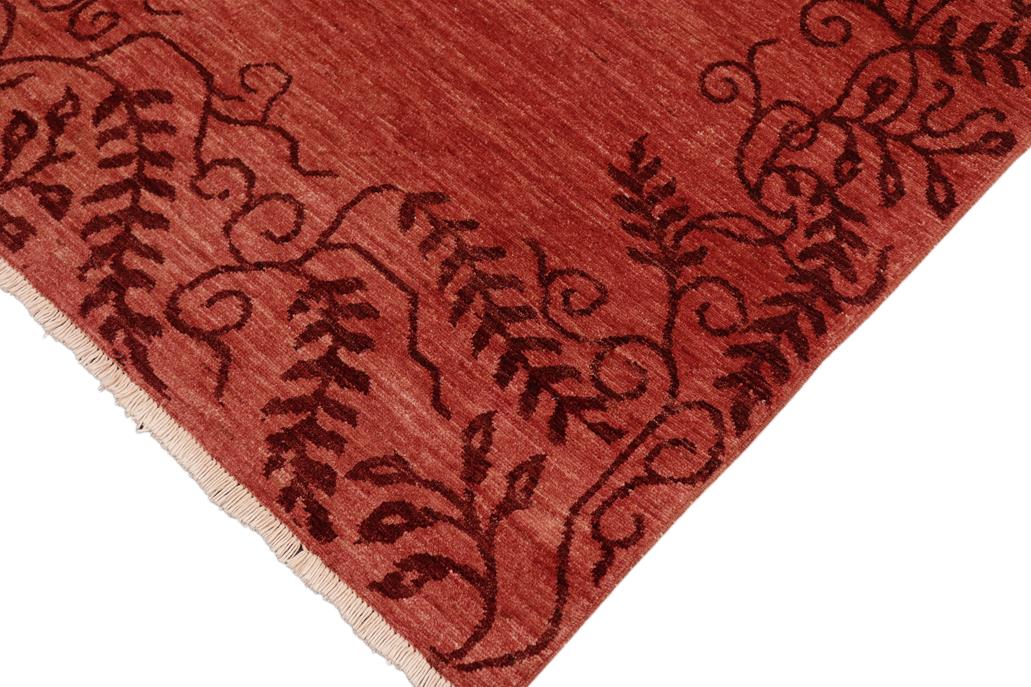 Handmade Kafakz Chobi Ziegler Modern Contemporary Red Red Hand Knotted Rectangel Hand Knotted 100% Vegetable Dyed wool area rug 6 x 8