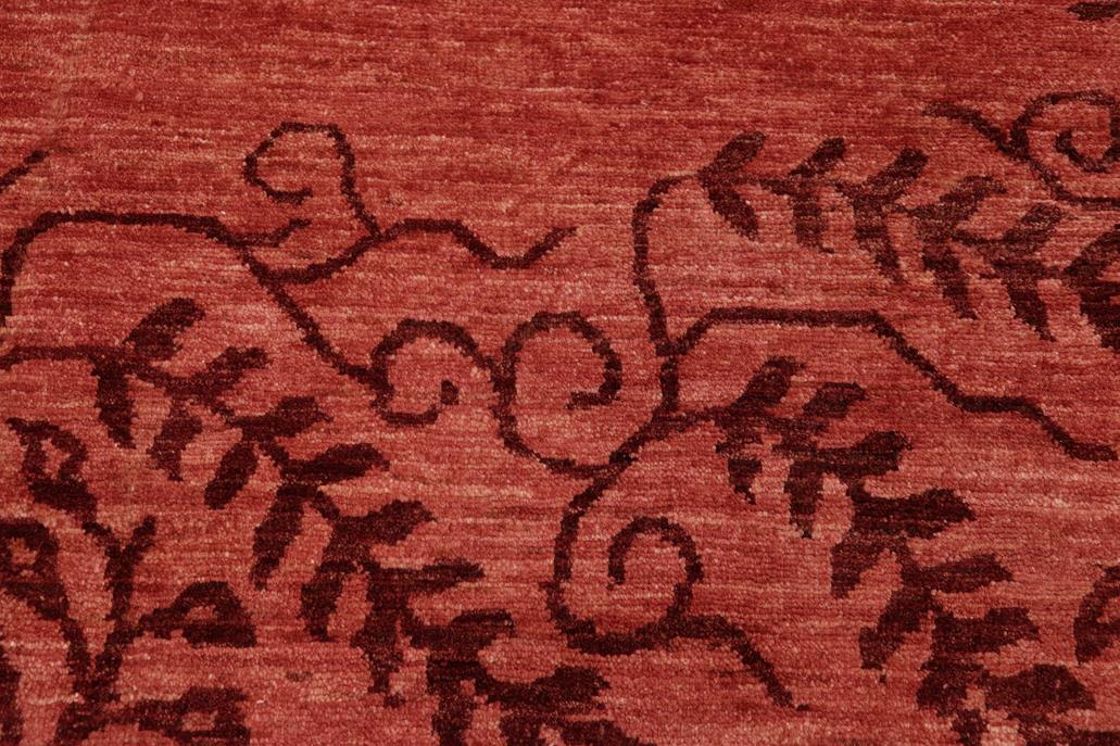 Handmade Kafakz Chobi Ziegler Modern Contemporary Red Red Hand Knotted Rectangel Hand Knotted 100% Vegetable Dyed wool area rug 6 x 8