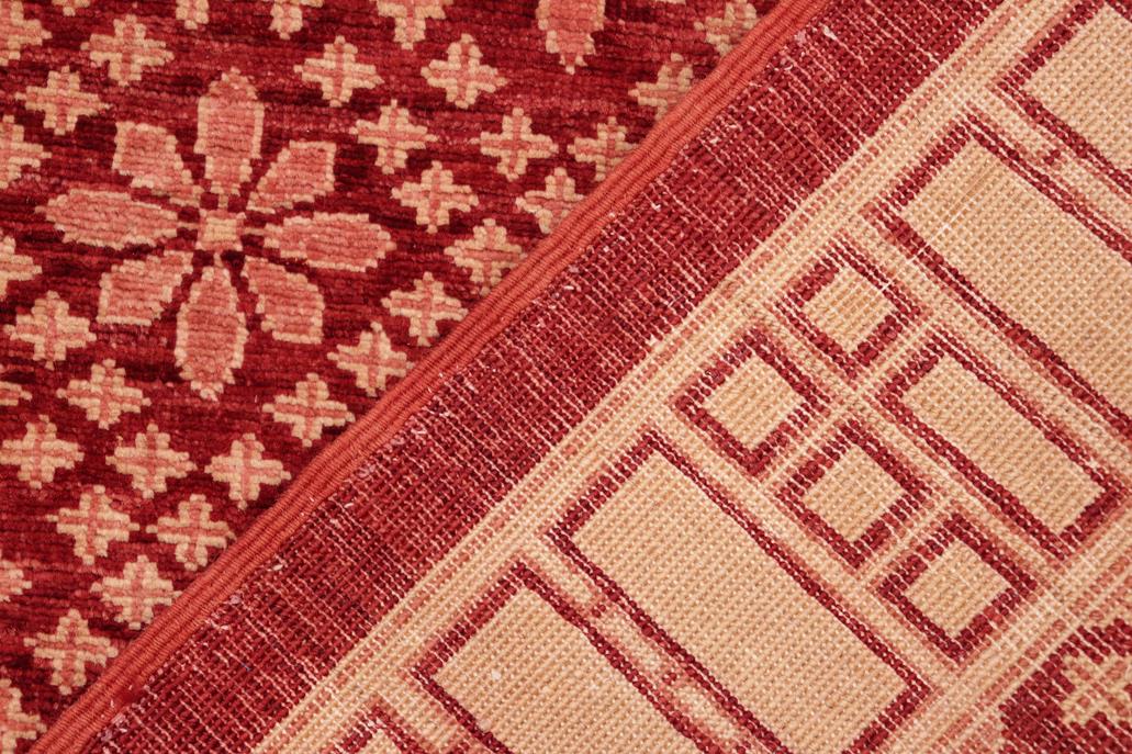 handmade Transitional  Red Tan Hand Knotted RECTANGLE 100% WOOL area rug 6 x 9
