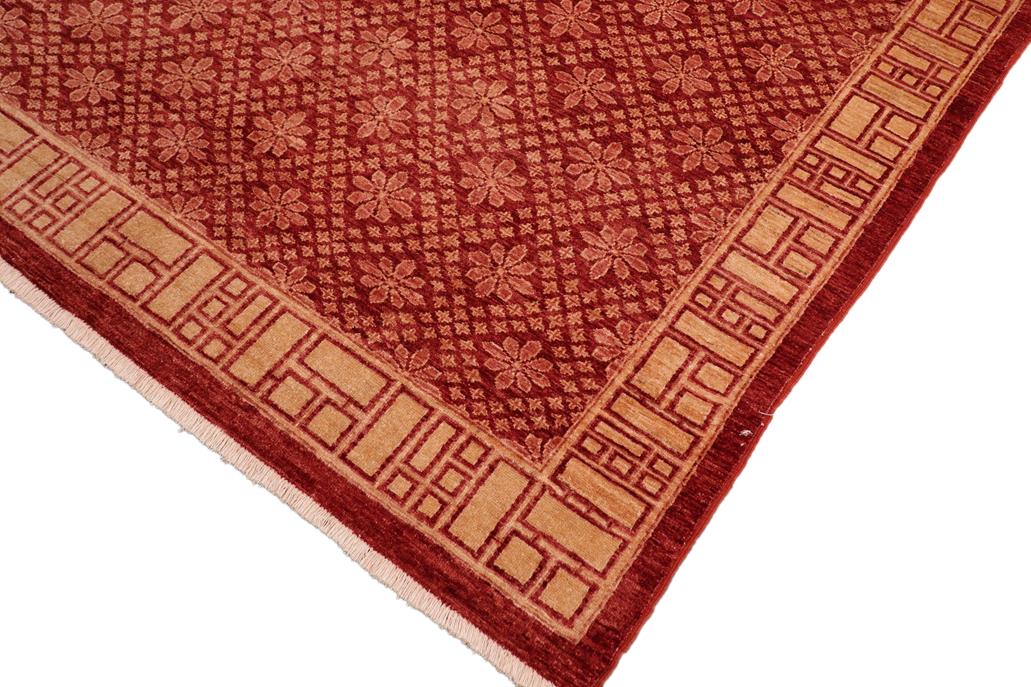 handmade Transitional Kafkaz Chobi Ziegler Red Tan Hand Knotted RECTANGLE 100% WOOL area rug 6 x 9