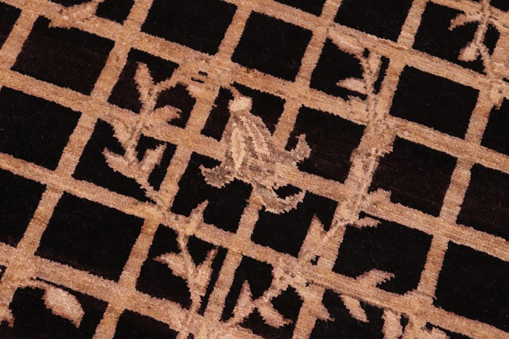 handmade Transitional Kafkaz Chobi Ziegler Black Brown Hand Knotted RECTANGLE 100% WOOL area rug 6 x 9