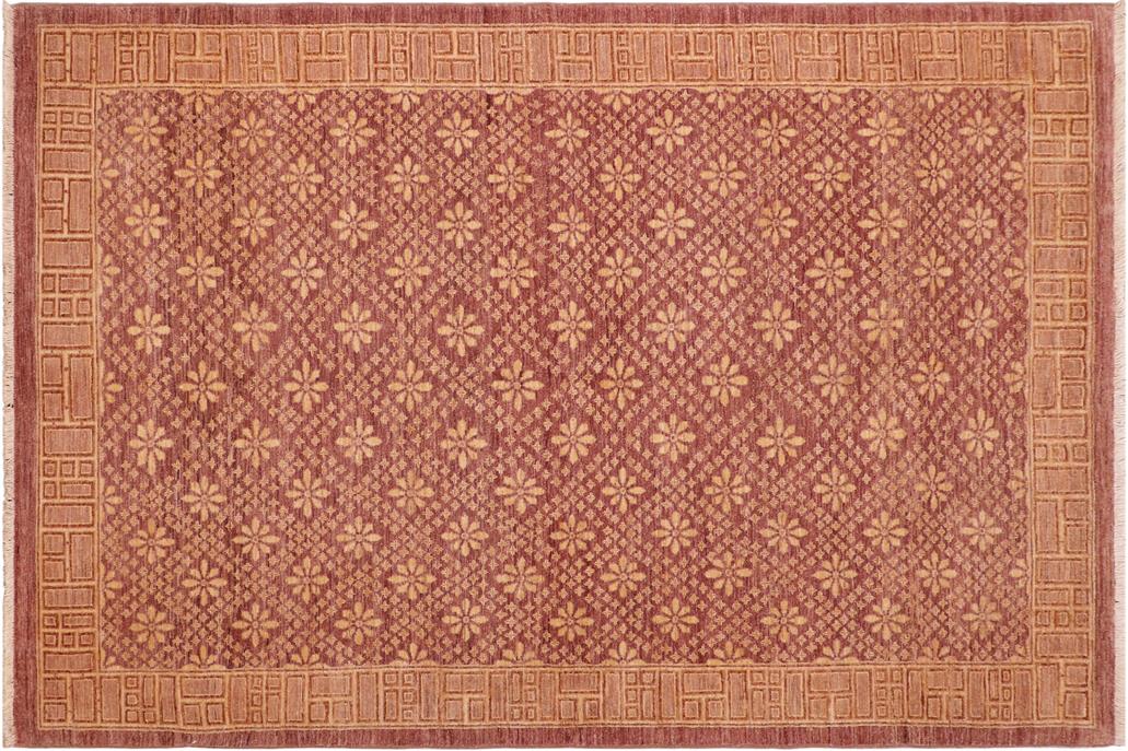 handmade Transitional Kafkaz Chobi Ziegler Red Gold Hand Knotted RECTANGLE 100% WOOL area rug 6 x 9
