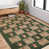 handmade Transitional Kafkaz Chobi Ziegler Green Tan Hand Knotted RECTANGLE 100% WOOL area rug 6 x 9