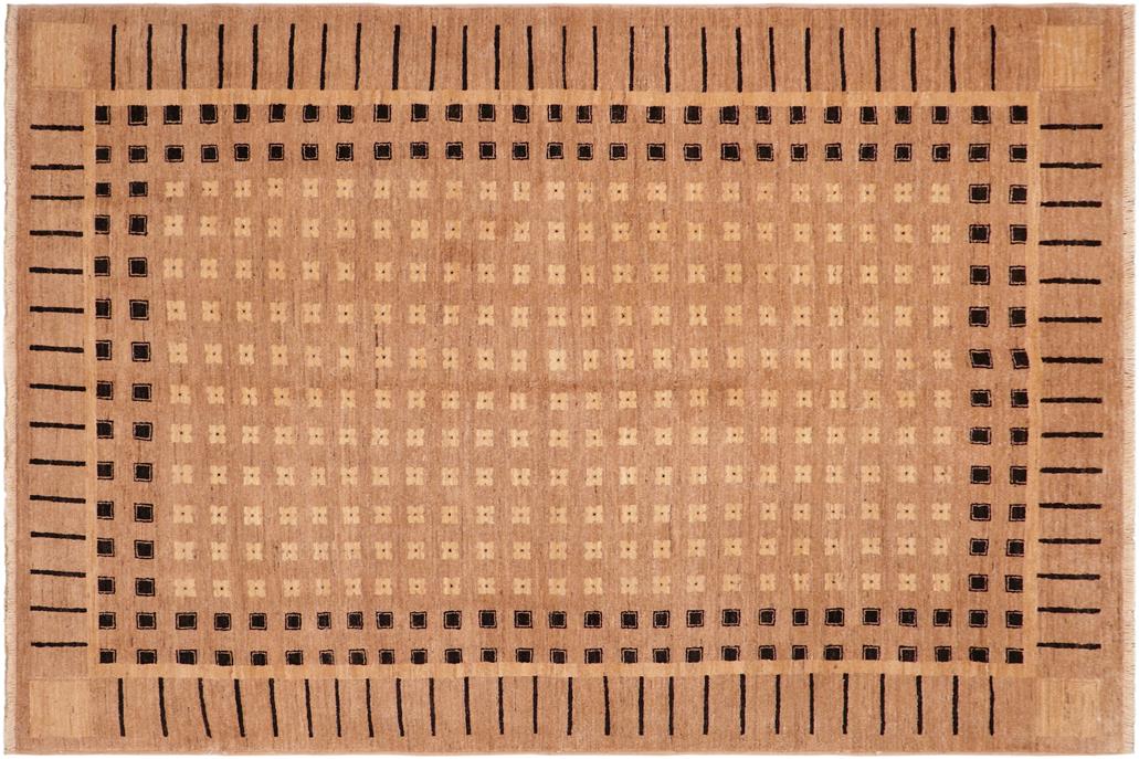 handmade Transitional Kafkaz Chobi Ziegler Tan Black Hand Knotted RECTANGLE 100% WOOL area rug 6 x 9