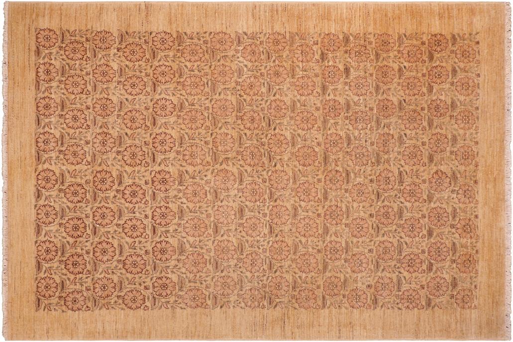 handmade Transitional Kafkaz Chobi Ziegler Red Tan Hand Knotted RECTANGLE 100% WOOL area rug 6 x 9