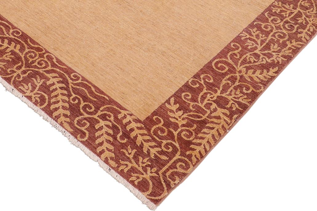 Handmade Kafakz Chobi Ziegler Modern Contemporary Beige Brown Hand Knotted Rectangel Hand Knotted 100% Vegetable Dyed wool area rug 6 x 9