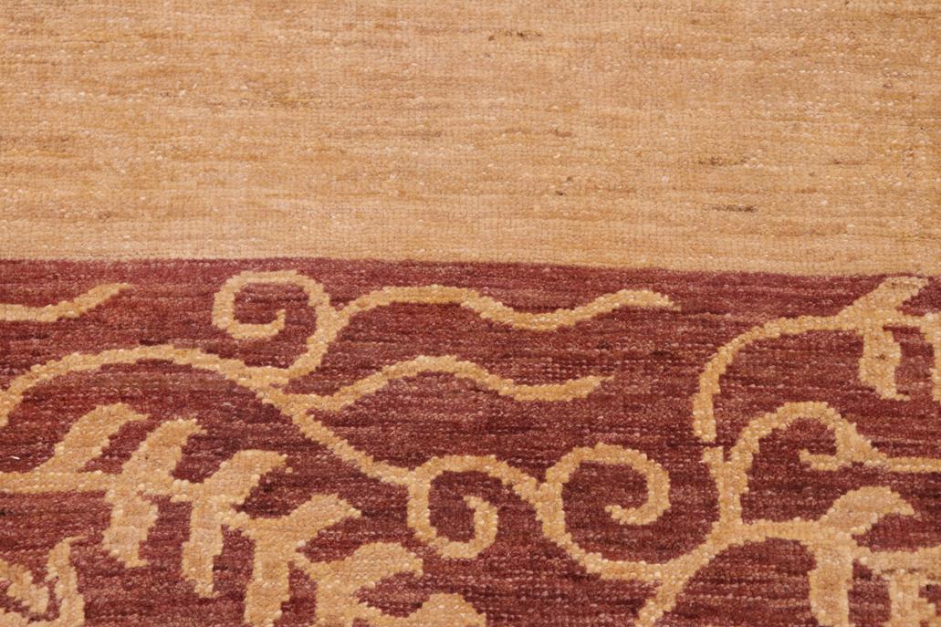 Handmade Kafakz Chobi Ziegler Modern Contemporary Beige Brown Hand Knotted Rectangel Hand Knotted 100% Vegetable Dyed wool area rug 6 x 9