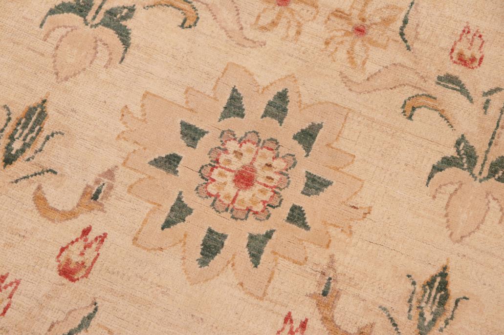 handmade Transitional Kafkaz Chobi Ziegler Tan Green Hand Knotted RECTANGLE 100% WOOL area rug 6 x 9