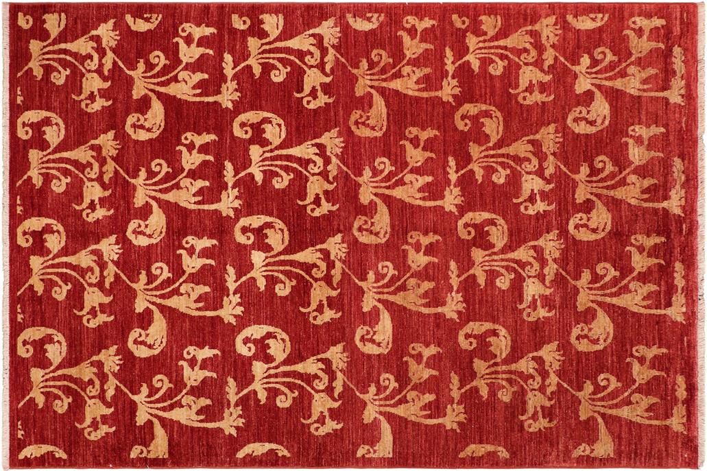handmade Transitional Kafkaz Chobi Ziegler Red Gold Hand Knotted RECTANGLE 100% WOOL area rug 6 x 9