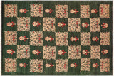 handmade Transitional Kafkaz Chobi Ziegler Green Tan Hand Knotted RECTANGLE 100% WOOL area rug 6 x 9