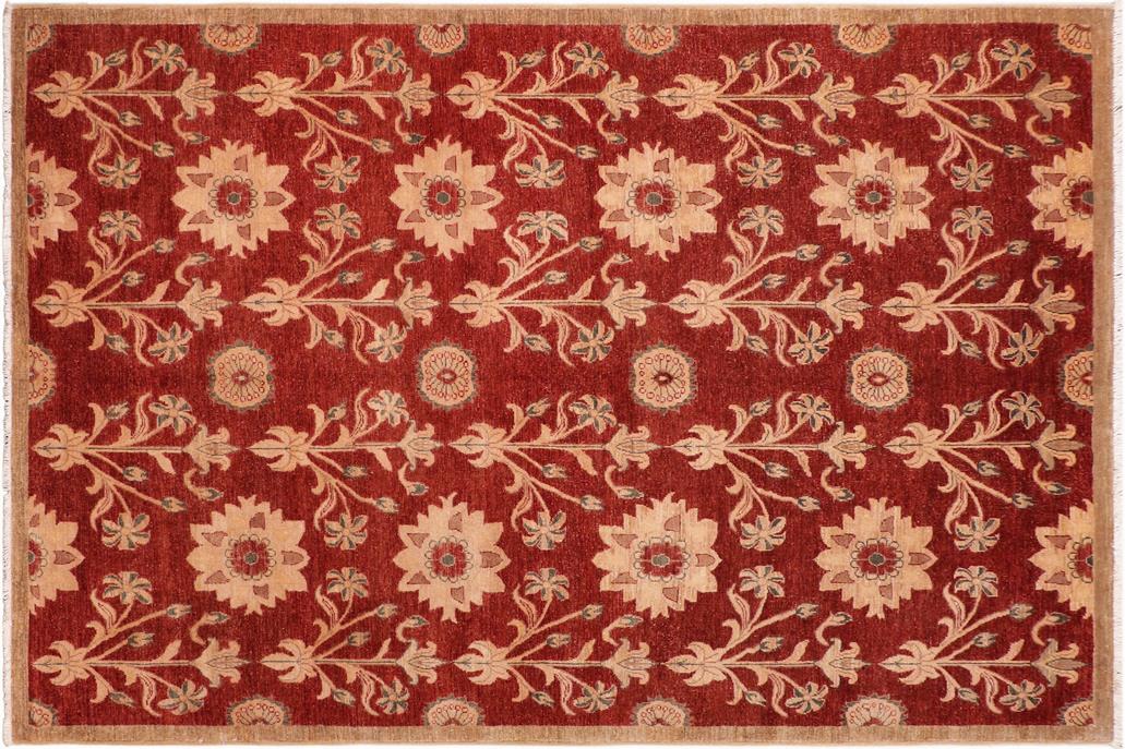 handmade Transitional Kafkaz Chobi Ziegler Rust Brown Hand Knotted RECTANGLE 100% WOOL area rug 6 x 9