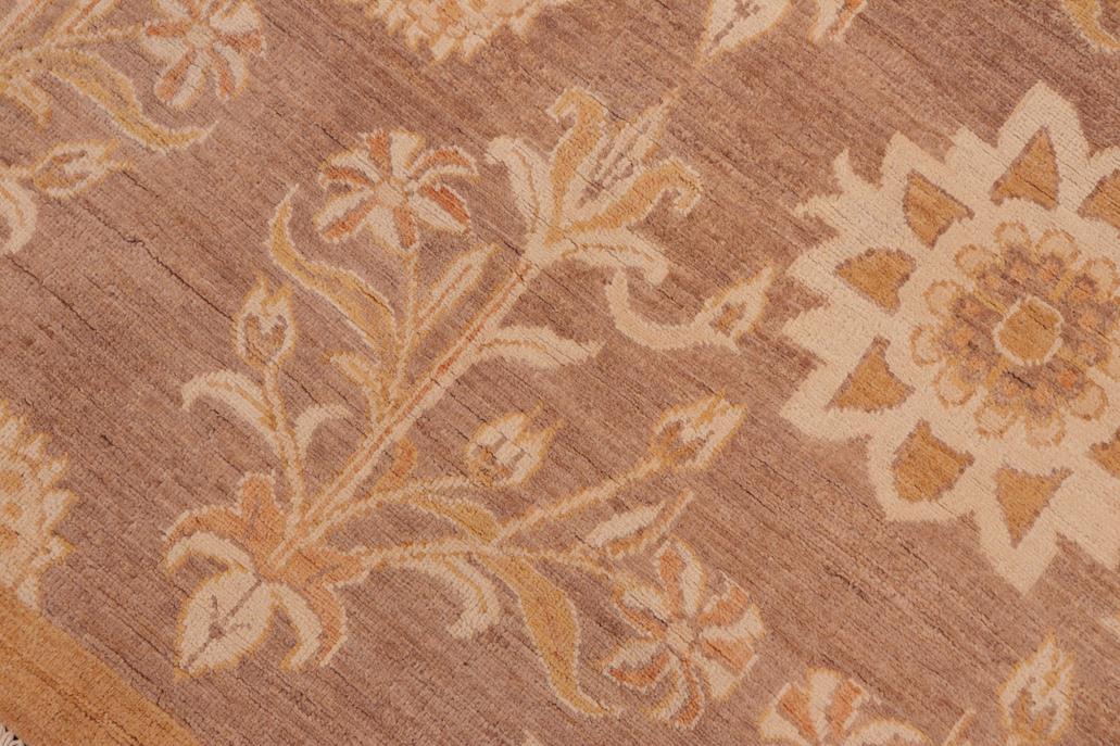 handmade Transitional Kafkaz Chobi Ziegler Brown Gold Hand Knotted RECTANGLE 100% WOOL area rug 6 x 9