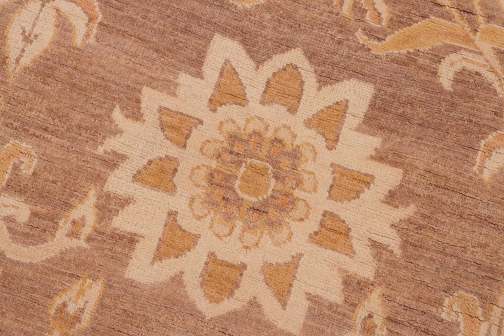 handmade Transitional Kafkaz Chobi Ziegler Brown Gold Hand Knotted RECTANGLE 100% WOOL area rug 6 x 9