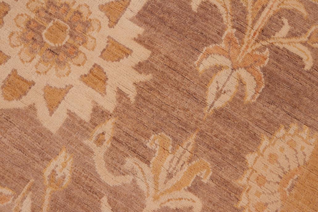 handmade Transitional Kafkaz Chobi Ziegler Brown Gold Hand Knotted RECTANGLE 100% WOOL area rug 6 x 9