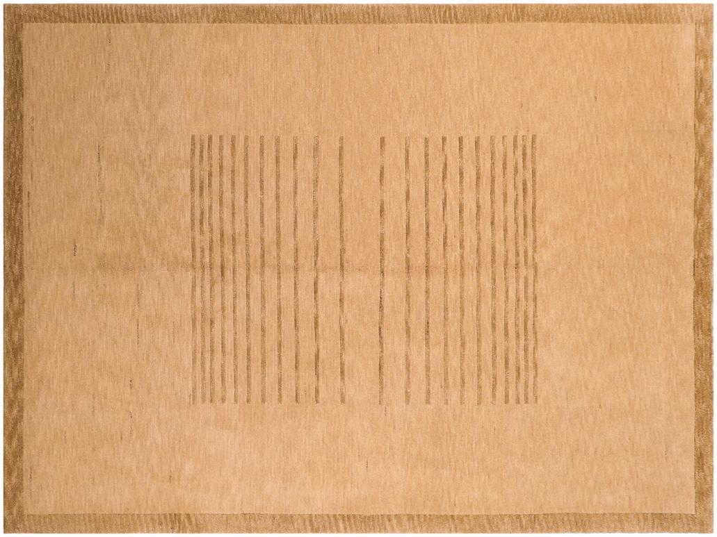 handmade Modern Art Deco Tan Green Hand Knotted RECTANGLE 100% WOOL area rug 6x9