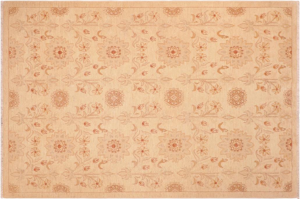 handmade Transitional Kafkaz Chobi Ziegler Beige Gold Hand Knotted RECTANGLE 100% WOOL area rug 6 x 9