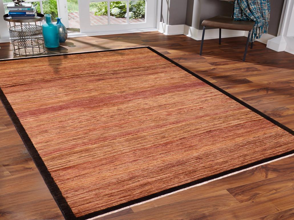 Bohemian Gabbeh Tyler Beige/Black Wool Rug - 6'4'' x 9'4''