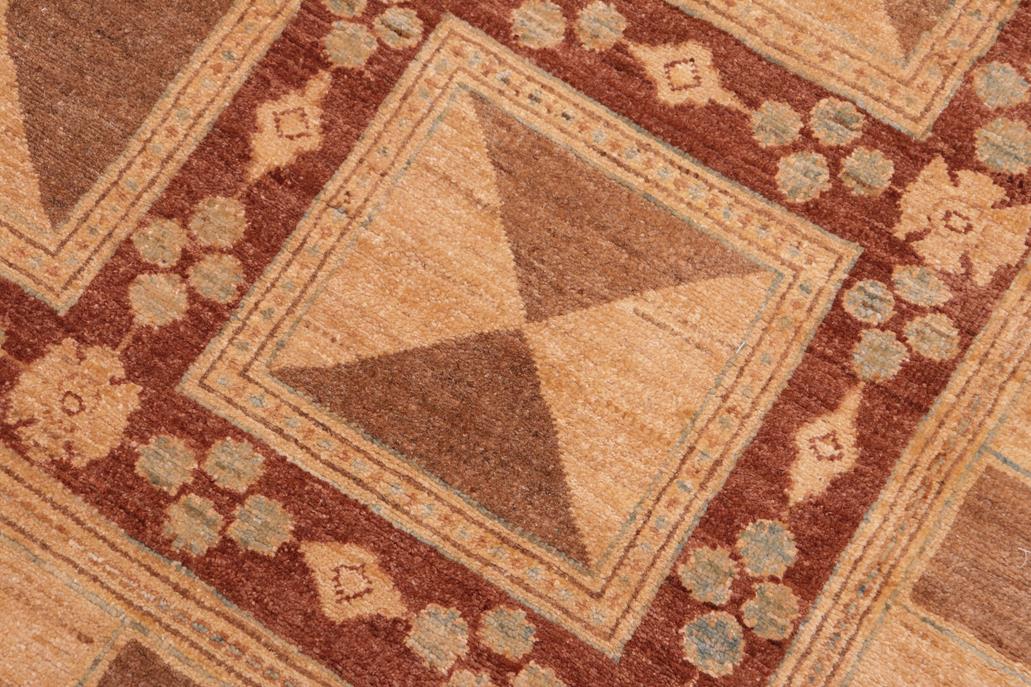 handmade Transitional Kafkaz Chobi Ziegler Brown Tan Hand Knotted RECTANGLE 100% WOOL area rug 6 x 9