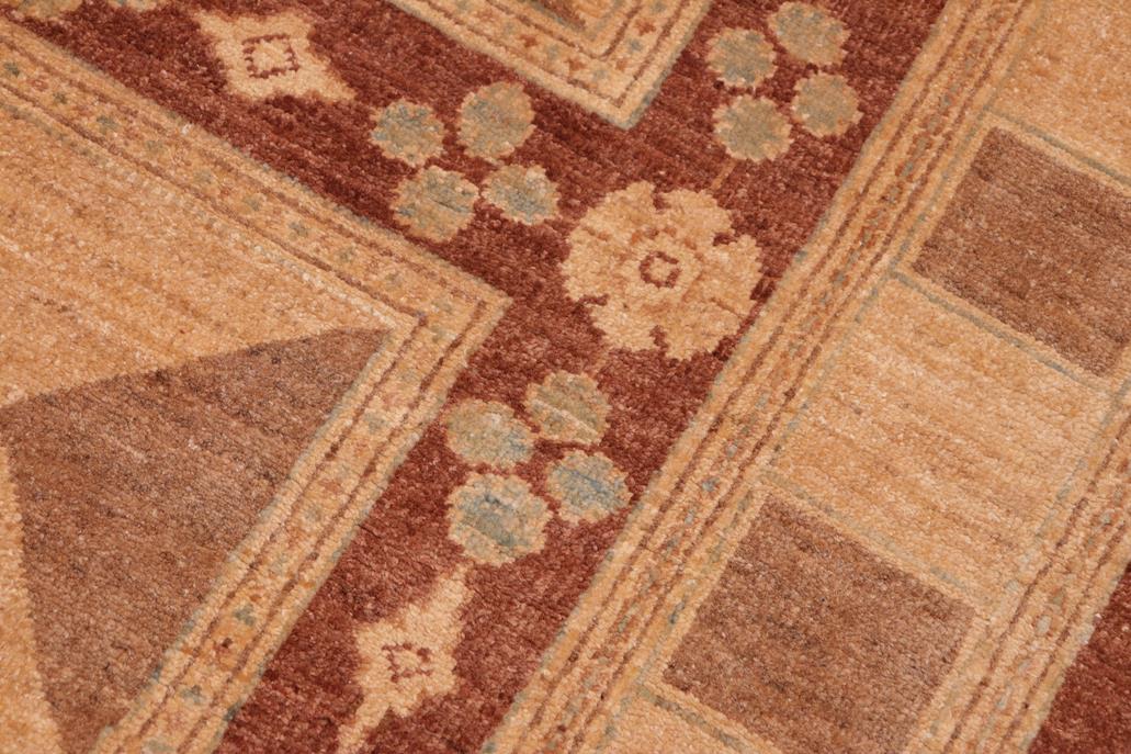 handmade Transitional Kafkaz Chobi Ziegler Brown Tan Hand Knotted RECTANGLE 100% WOOL area rug 6 x 9