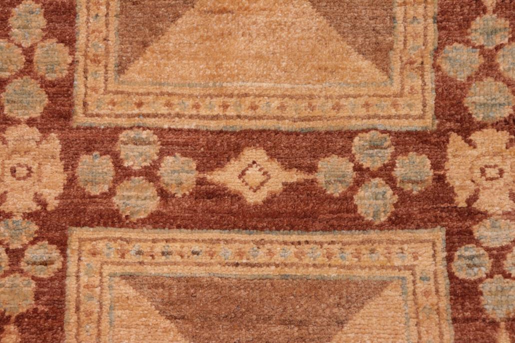 handmade Transitional Kafkaz Chobi Ziegler Brown Tan Hand Knotted RECTANGLE 100% WOOL area rug 6 x 9
