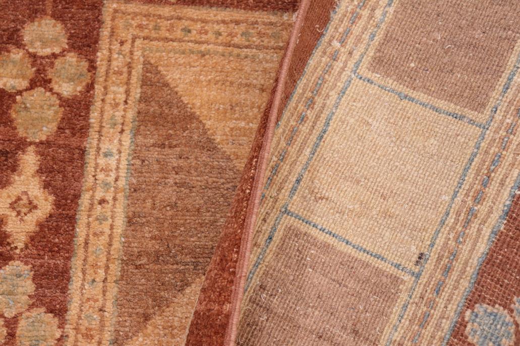 handmade Transitional Kafkaz Chobi Ziegler Brown Tan Hand Knotted RECTANGLE 100% WOOL area rug 6 x 9