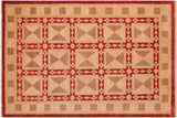 handmade Transitional Kafkaz Chobi Ziegler Red Tan Hand Knotted RECTANGLE 100% WOOL area rug 6 x 9