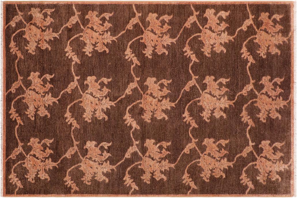 handmade Transitional Kafkaz Chobi Ziegler Brown Tan Hand Knotted RECTANGLE 100% WOOL area rug 6 x 9