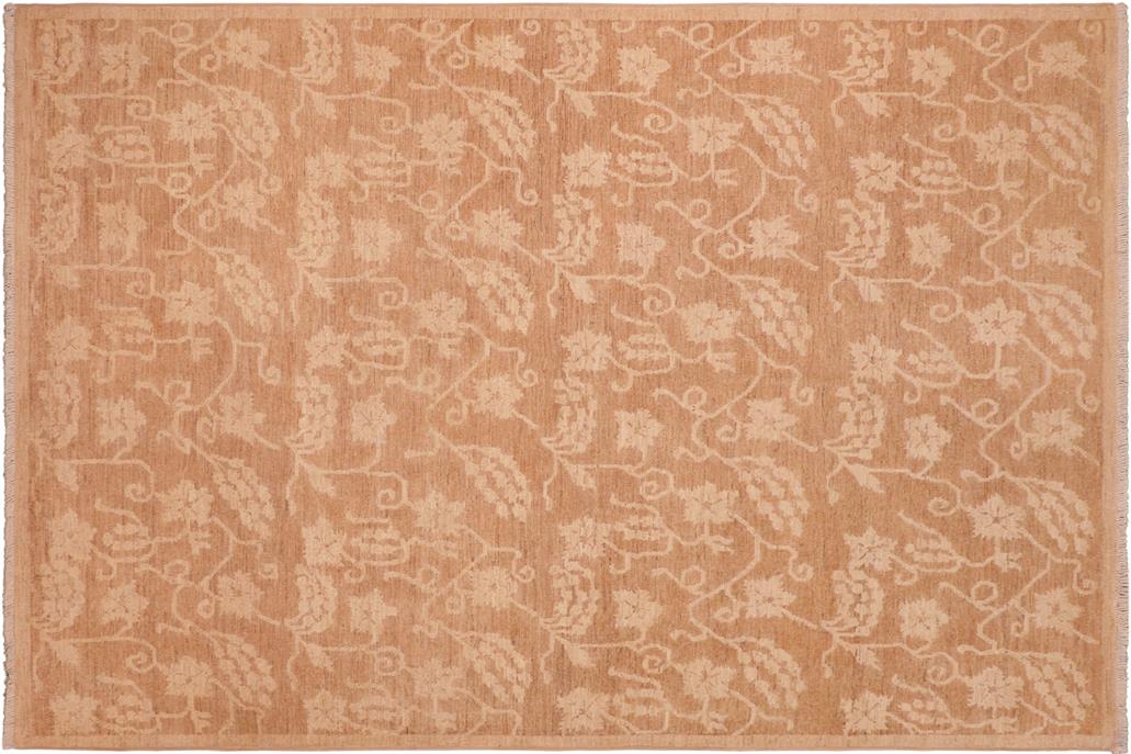 handmade Transitional Kafkaz Chobi Ziegler Brown Tan Hand Knotted RECTANGLE 100% WOOL area rug 6 x 9