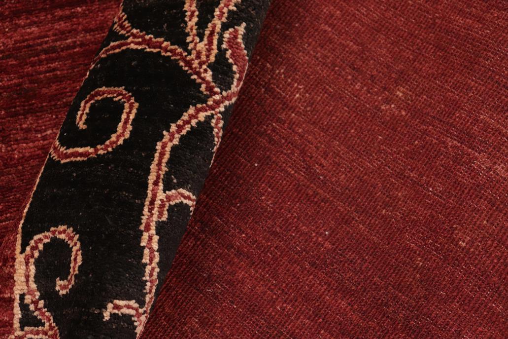 Handmade Kafakz Chobi Ziegler Modern Contemporary Red Black Hand Knotted Rectangel Hand Knotted 100% Vegetable Dyed wool area rug 6 x 10