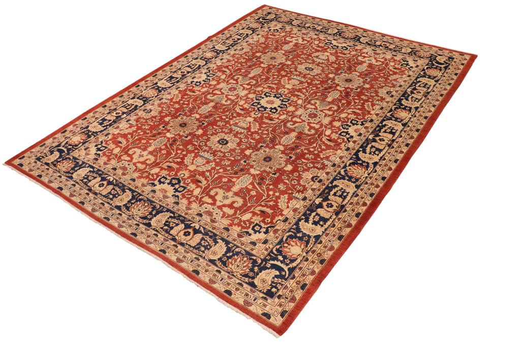 handmade Traditional Kafkaz Chobi Ziegler Rust Drk. Blue Hand Knotted RECTANGLE 100% WOOL area rug 10 x 14