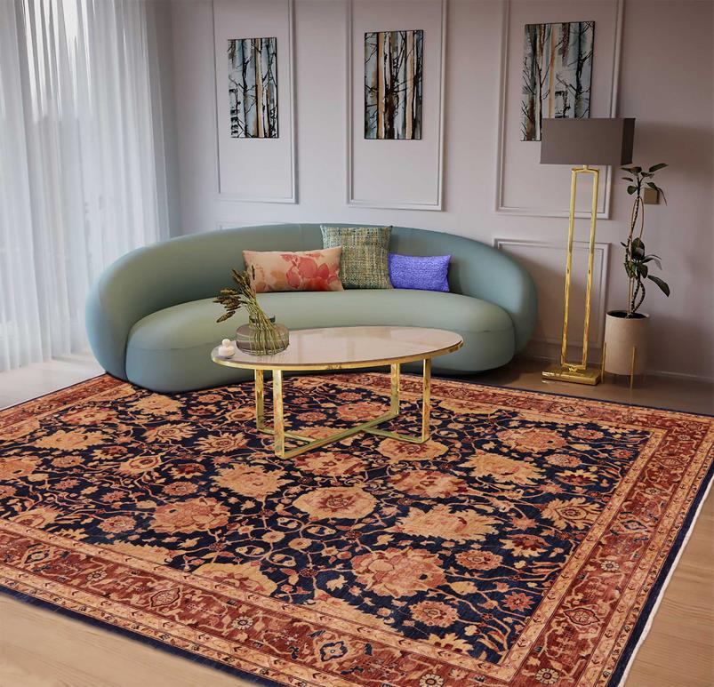 handmade Traditional Kafkaz Chobi Ziegler Blue Lt. Brown Hand Knotted RECTANGLE 100% WOOL area rug 10 x 14