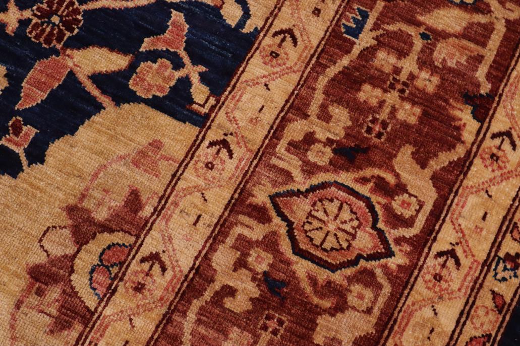 handmade Traditional Kafkaz Chobi Ziegler Blue Lt. Brown Hand Knotted RECTANGLE 100% WOOL area rug 10 x 14