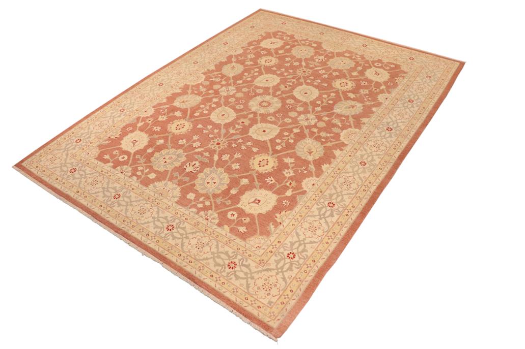 handmade Traditional Kafkaz Chobi Ziegler Brown Tan Hand Knotted RECTANGLE 100% WOOL area rug 10 x 14