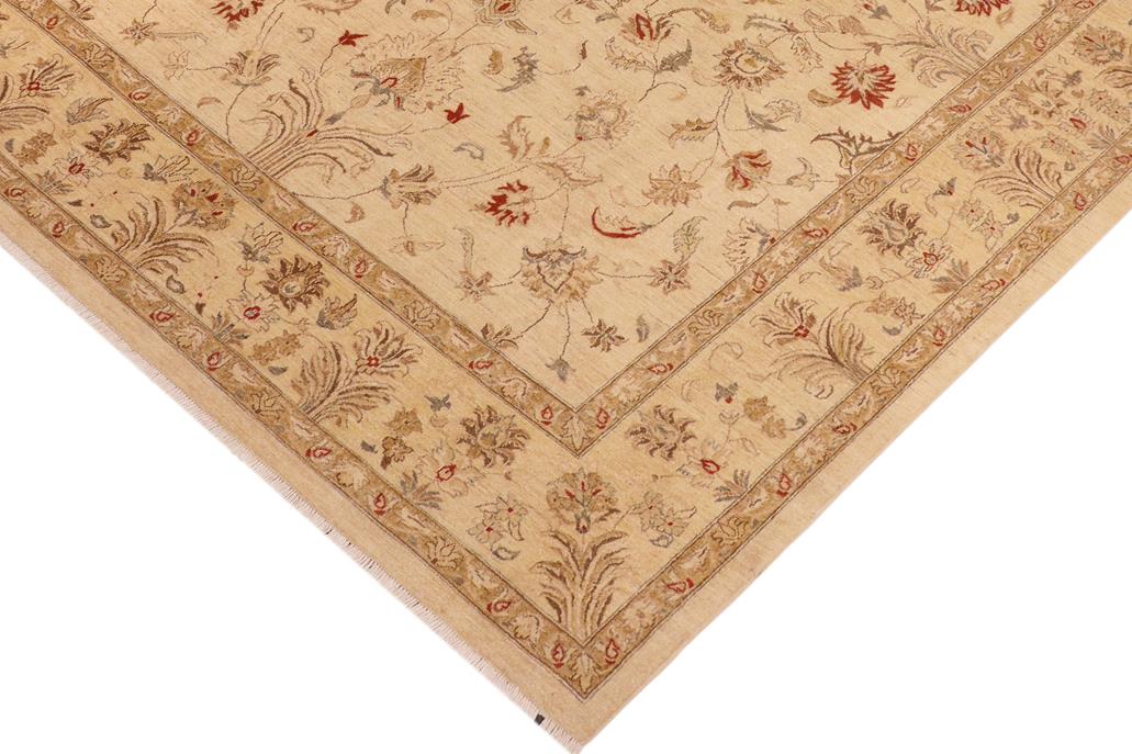 handmade Traditional Kafkaz Chobi Ziegler Beige Tan Hand Knotted RECTANGLE 100% WOOL area rug 10 x 14
