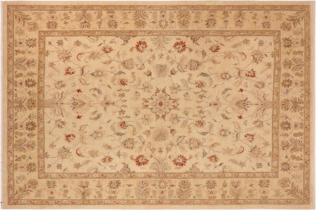 handmade Traditional Kafkaz Chobi Ziegler Beige Tan Hand Knotted RECTANGLE 100% WOOL area rug 10 x 14
