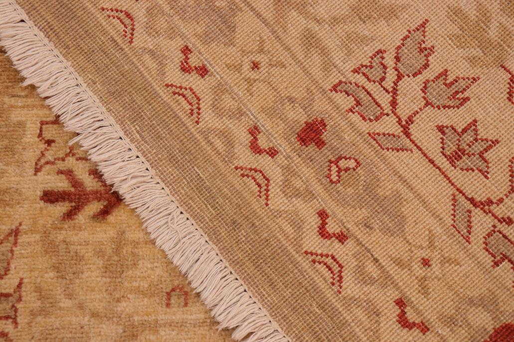 Handmade Kafakz Chobi Ziegler Modern Contemporary Green Tan Hand Knotted Rectangel Hand Knotted 100% Vegetable Dyed wool area rug 10 x 14