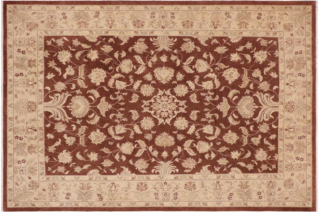handmade Traditional Kafkaz Chobi Ziegler Brown Tan Hand Knotted RECTANGLE 100% WOOL area rug 10 x 14