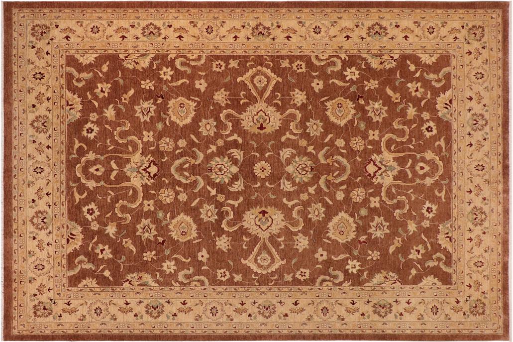 handmade Traditional Kafkaz Chobi Ziegler Brown Lt. Gold Hand Knotted RECTANGLE 100% WOOL area rug 10 x 14