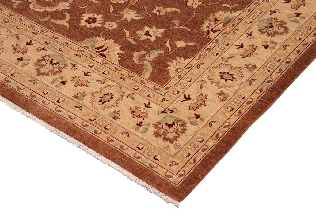 handmade Traditional Kafkaz Chobi Ziegler Brown Lt. Gold Hand Knotted RECTANGLE 100% WOOL area rug 10 x 14