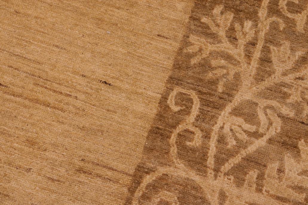 Handmade Kafakz Chobi Ziegler Modern Contemporary Tan Brown Hand Knotted Rectangel Hand Knotted 100% Vegetable Dyed wool area rug 6 x 9