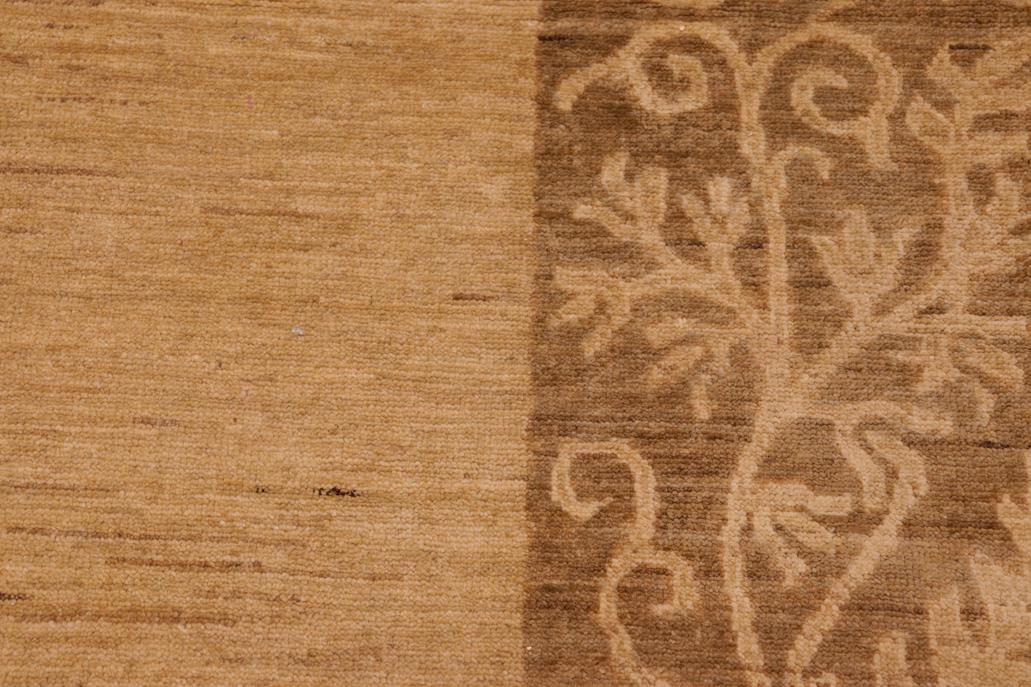 Handmade Kafakz Chobi Ziegler Modern Contemporary Tan Brown Hand Knotted Rectangel Hand Knotted 100% Vegetable Dyed wool area rug 6 x 9