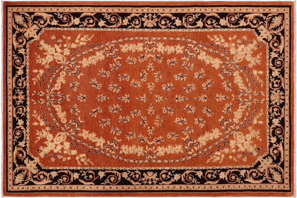 handmade Traditional Kafkaz Chobi Ziegler Rust Black Hand Knotted RECTANGLE 100% WOOL area rug 6 x 9