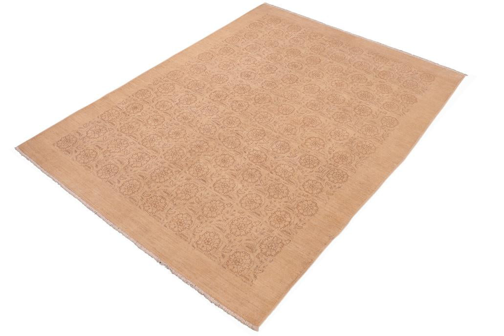 handmade Transitional Kafkaz Chobi Ziegler Tan Brown Hand Knotted RECTANGLE 100% WOOL area rug 6 x 9