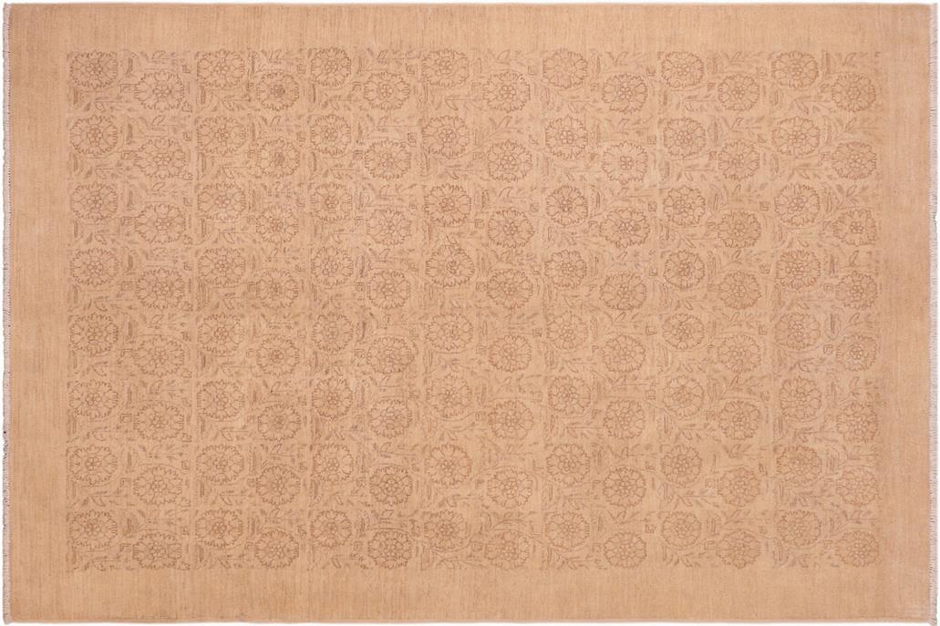 handmade Transitional Kafkaz Chobi Ziegler Tan Brown Hand Knotted RECTANGLE 100% WOOL area rug 6 x 9