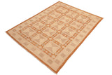 handmade Transitional Kafkaz Chobi Ziegler Rust Tan Hand Knotted RECTANGLE 100% WOOL area rug 6 x 9