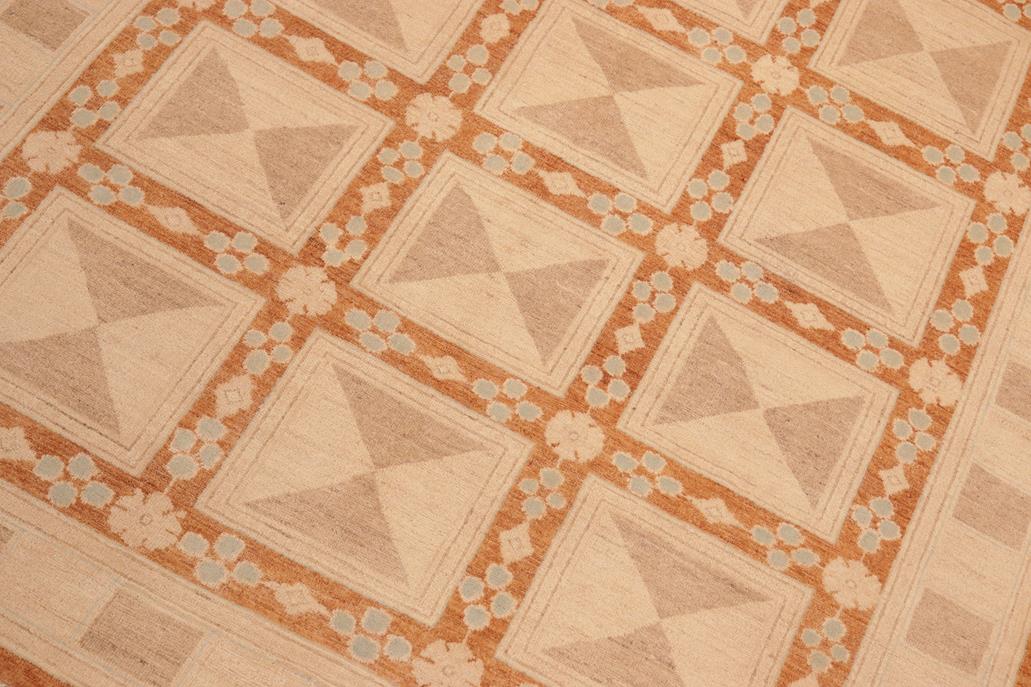 handmade Transitional Kafkaz Chobi Ziegler Rust Tan Hand Knotted RECTANGLE 100% WOOL area rug 6 x 9